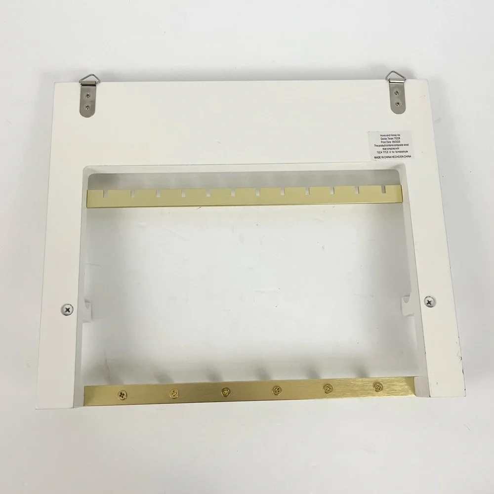 Jewelry Accessory Frame by Hives & Honey White and Gold Wall Mounting Organizer